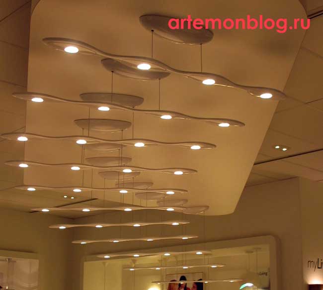 потолочные светильники в форме волны из серии Ledino Philips