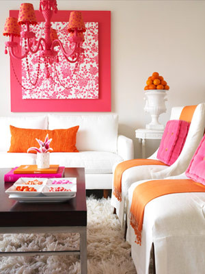 Цвет в интерьере - сочетание несочетаемых цветов - розовый и оранжевый